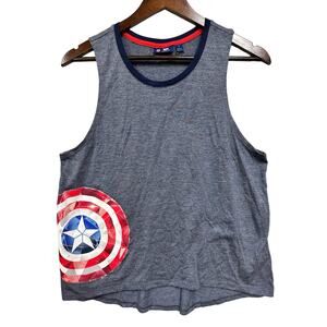 Marvel Women's Tank Top Small Gray Blue Captain America Logo Sleeveless Shirt
